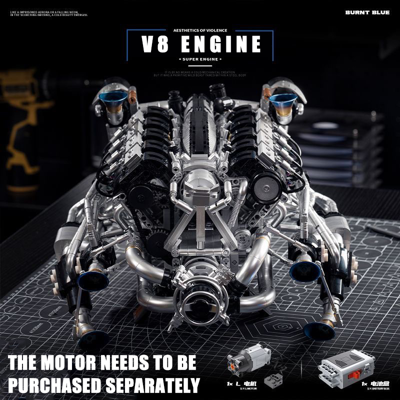 Model Kit Engine - Zestaw klocków konstrukcyjnych MOC Supercar V8